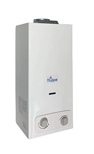 TTulpe B-6 P37 Eco - Calentador a gas propano/butano (1,5 V), color blanco, 6 litros