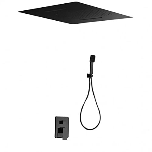 Conjunto Kit de ducha empotrada techo sistema TERMOSTATICA negro mate Sumatra Imex GTS019-P/NG