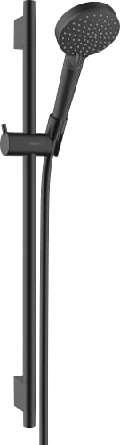 hansgrohe Juego de ducha Vernis Blend, cabezal de ducha con manguera y soporte, ducha de mano con 2 chorros, color negro mate, 0,65 m