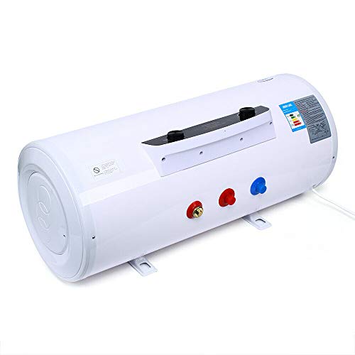 Acesunny Calentador eléctrico horizontal + alcachofa de mano, calentador de agua eléctrico horizontal, 30-75 ℃, depósito de agua caliente horizontal (50 L)