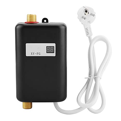 Mini calentador eléctrico de agua caliente de 220 V y 3400 W para cocina o baño (negro)
