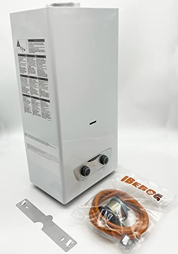 Kit Calentador de Agua a Gas Butano (11 Litros) + Recambio Butano IBEROGAS | Bajas Emisiones NOx | Calentador Atmosferico