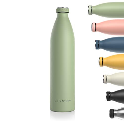 LARS NYSØM Botella de Acero Inoxidable de 1500ml | Botella aislada 1.5l sin BPA | Botella de Agua 1.5 litro a Prueba de Fugas para Deportes, Bicicleta, Perro, bebé, niños