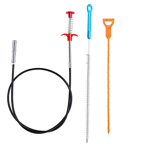 desatascador tuberias profesional manual 3 Piezas 1,6 metros desatascador wc limpia tuberias limpiador desagües cepillo limpieza ducha para quitar el pelo de los desagües cocina baño