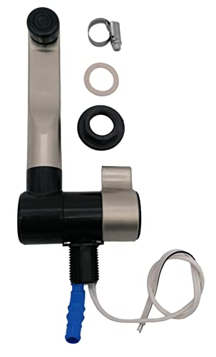 CR-MOESANCO® KIT Grifo London Color Champan + Abrazadera Acero INOX para Caravana, Autocaravana o Barco con Interruptor 12v