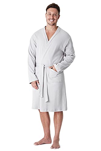 CityComfort Albornoz Hombre, Bata De Casa 100% Algodón, Albornoz Hombre Ducha M - 3XL (Gris, L)