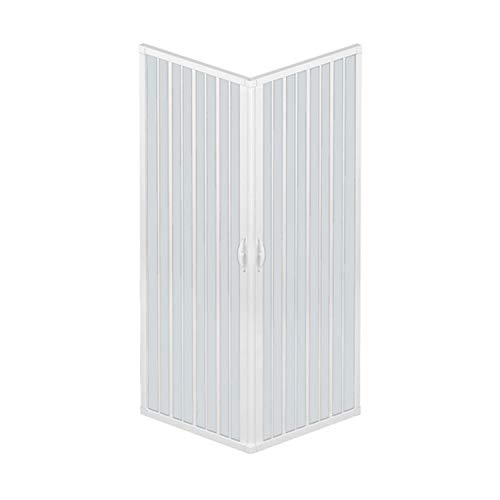 Rollplast - Mampara de ducha de dos puertas con cierre de ángulo de 90ºProducto de PVC no tóxico autoextinguible.Se puede reducir en tamaño mediante el corte del carril.Color: blanco.