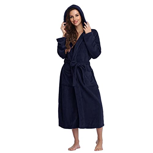 Albornoz Mujer Ducha Rizo Algodon Estampado Con Capucha Y Bolsillos Bata De Baño Bata Mujer Albornoz De Baño V Cuello Larga Ropa Albornoz Para Mujer Talla Grande Cómoda Invierno Para Chica Y Señoras