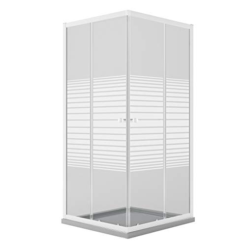 Idralite Mampara de Ducha Rectangular 70x100 CM H185 Blanco Vidrio Serigrafiado Mod. Blanc