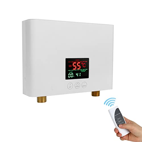 Mini calentador agua eléctrico, calentador agua instantáneo sin tanque calentador ducha instantáneo grifo calentador agua de 3,5 kW de temperatura constante Smart Heater para baño cocina