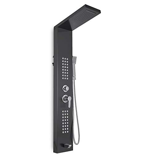 VEVOR Columna Ducha 5 en 1, Columna de Hidromasaje en Aluminio 5 en 1, Columna Hidromasaje, Columna de Hidromasaje de Ducha de Cascada de Acero Inoxidable, Columna Ducha Hidromasaje (Negro)