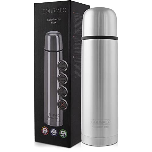 GOURMEO Termo 500ml - Termos Acero Inoxidable con Aislación para Agua Caliente o Fría - Termo al Vacío Grande para Líquidos como Mate , Cafe y Más