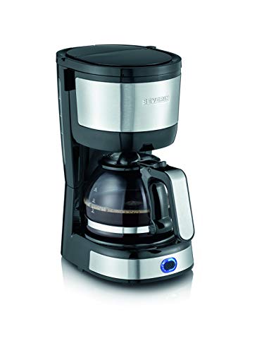 Severin KA 4808 - Cafetera de filtro compacta (4 tazas, 750 W, indicador del nivel de agua) acero inoxidable cepillado, negro