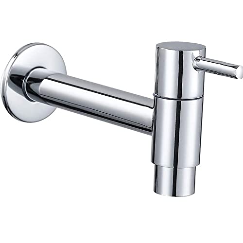 Grifo Exterior, Grifo Agua Jardín, Grifo Fregadero, Grifería Lavabo, Acero Inoxidable Montado en la Pared Agua Ahorrada Grifo para Baño, Fregadero, Balcón, Cocina (Plata)