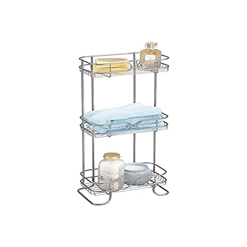 iDesign Neo Estantería, mueble de baño autónomo en metal, con tres estantes de ducha para gel y champú, plateado, 16.5 Cm X 25.4 Cm X 66.7 Cm
