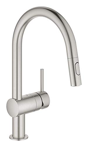 GROHE Minta Quickfix - Grifo de fregadero extraíble, caño en C, acero, ref. 32321DC2