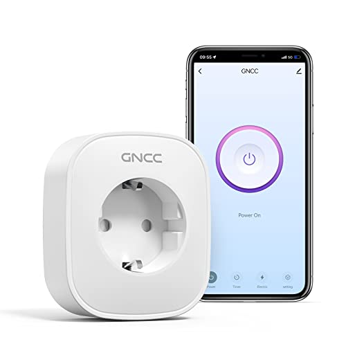 GNCC Enchufe Inteligente Alexa 16A Enchufe WiFi Alexa con monitor de consumo de energía, compatible con Alexa y Google Home, Smart Plug con control remoto y función de temporizador 3680W