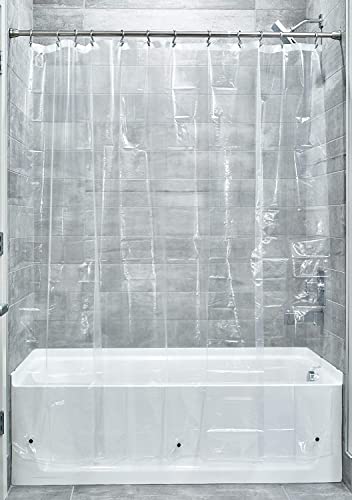 iDesign EVA Liner Forro de cortinas para baño, cortina de ducha antimoho de 183 x 183 cm fabricada con EVA y con 12 ojales, transparente