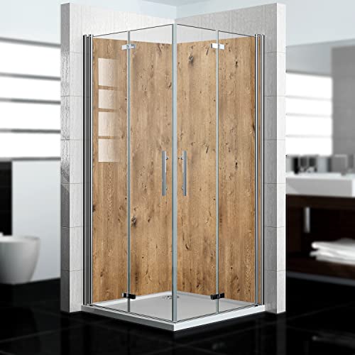 Dedeco - Panel de ducha de esquina de aluminio con diseño: madera V5, 2x 90x200 cm, perfecto como pared posterior de baño para reemplazo de azulejos, apto para muchos baños