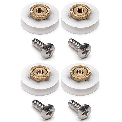 YUANQIAN Rodillos/ruedas de repuesto para puerta de ducha, ranurado en V, 19 mm de diámetro, YQ19 (V ranurado 19 mm, 4 piezas)