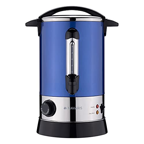 Navaris Hervidor de agua eléctrico de 6.8 L con grifo - Dispensador de bebidas calientes con termostato - Olla eléctrica para té café vino - Azul