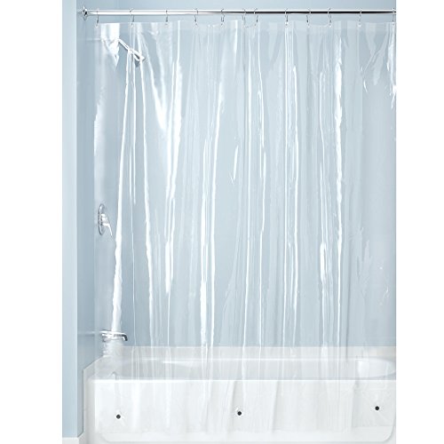 iDesign Cortinas de baño de tela, cortina impermeable de poliéster de 180 x 200 cm, transparente