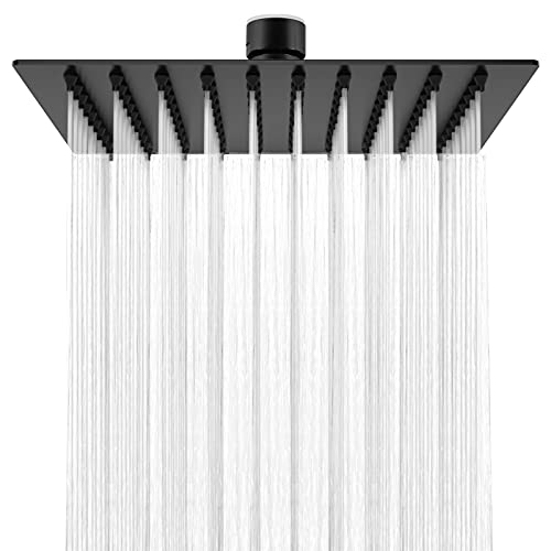 HAUSPROFI Cabezal de Ducha Anticalcáreo - Rociador de Ducha Tipo lluvia de Acero Inoxidable 304 con Boquillas Autolimpiantes - Duchas Fijas de Alta Presión - Cabezal Ducha Giratorio (20 cm, Cuadrado)