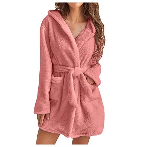Sunnyuk Albornoz Mujer Ducha Toalla Suave Absorbente Bata De Baño Bata Mujer Albornoz De Baño Cinturón De Forro Polar Ropa Albornoz Para Mujer Talla Grande Cómoda Invierno Para Chica Y Señoras
