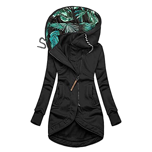 Zilosconcy Chaqueta Mujer Cremallera Barata Cuello Alto con Estampado Moda Talla Grande Abrigo con Capucha Mujer Otoño-Invierno Hoodie Calentar Parka Outwear