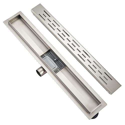 Plumbsys Canaleta de Ducha acero inoxidable 50cm,H type Canal de Drenaje，de Sifón con dispositivo desodorante y filtro de pelo, Canal de Drenaje de conjunto completo