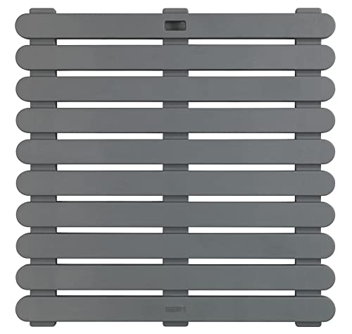 WENKO Tarima de baño Indoor & Outdoor gris 55 x 55 cm - alfombra para ducha, rejilla para ducha, baño, piscina, sauna con estructura antideslizante, plástico, 55 x 3 x 55 cm, Gris