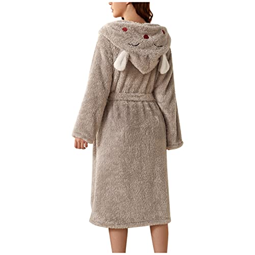 Sunnyuk Albornoz Mujer Ducha Rizo Algodon Con Capucha Forro Bata De Casa Albornoz De Baño Bata De Baño Cinturón Larga Ropa Albornoz Para Mujer Talla Grande Cómoda Invierno Para Chica Y Señoras