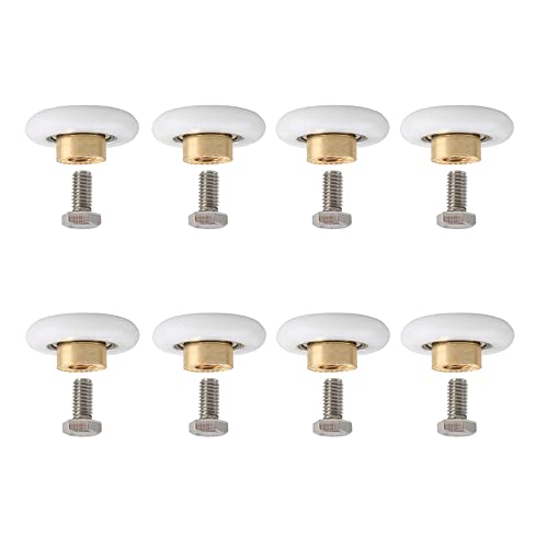 Csirnto Diámetro 20 mm Ruedas Mampara Ducha 8 piezas Rodillo de Puerta con M6 Tornillo, Corredera Ruedas Correderas para Puerta de Ducha Piezas de Repuesto Rodillo Puerta Corredera De Cristal Baño