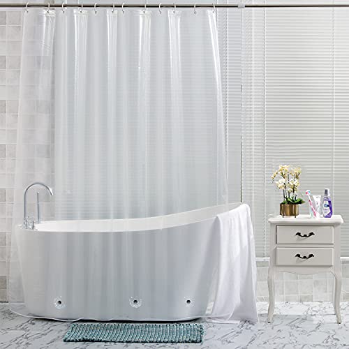 Trimming Shop Cortinas de ducha PEVA con imanes inferiores, forro transparente para cortina de ducha, resistente al moho y al moho, con 12ganchos de cortina impermeable y transparente, 180 cm x 200 cm