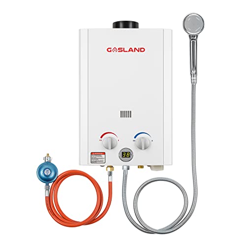 GASLAND Calentador de agua de gas sin tanque, BE264 10L calentador de agua de propano instantáneo para exteriores con tapa de lluvia