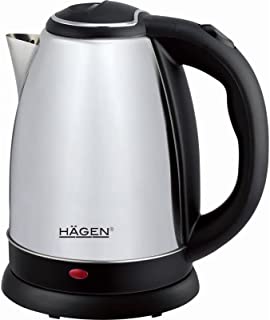Hagen - Acero inoxidable - Hervidor eléctrico - Hervidor sin cable - Hervidor de acero inoxidable - Hervidor de 1,8L de acero inoxidable sin cable HAGEN HA5525-SIL-Plata