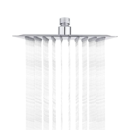 Ibergrif M20292 Rociador Cuadrado, Alcachofa de Ducha de Acero Inoxidable, Plata, 8 Pugladas, Diámetro de 20 cm