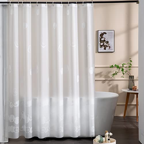 Cortina Baño Peva Cortinas De Ducha/Bañera 180X180cm Impermeable, Antimoho, Antibacteriano, Blanco Semitransparente con 12 Ganchos Cortina De Ducha Transparente