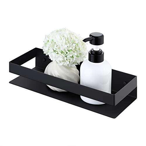 KES Estanteria Baño Negro Estanteria Ducha Estante Pared Cestas Almacenaje Baño Acero Inoxidable 30CM, BSC205S30A-BK