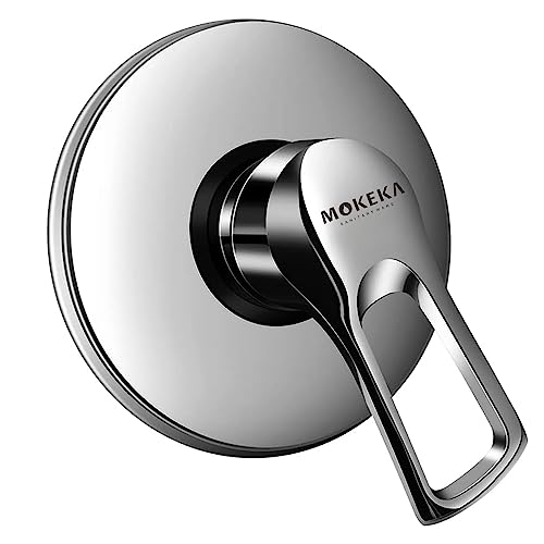 MOKEKA - Grifo de ducha de pared para baño, mezclador monomando de pared para baño, regulable en temperatura fría y cálida, cromado (BS-001)