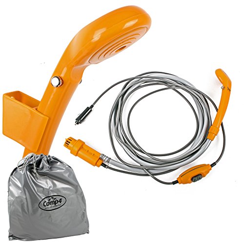 Camp4 12 V Camping douche, 12 V, avec tuachp umpe et interrupteur, régulateur de pression d'eau, Orange