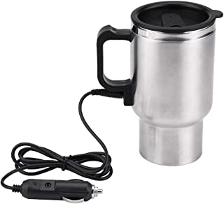 Solomi Taza calefactora de Coche - Hervidor de Agua, Taza calefactora eléctrica de Acero Inoxidable for café, té, Agua, 450 ml, 12V