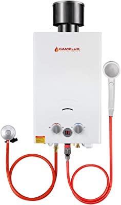 Camplux BW264C Calentador de Agua de Gas, 10 Litros, 20kW, GLP, 30/ 37mbar, con Tapa de Lluvia