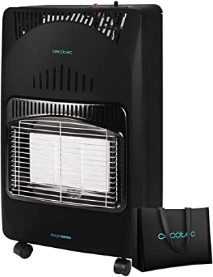 Cecotec Estufa de Gas Butano plegable ReadyWarm 4000 Slim Fold +. 4200 W con 3 Niveles, Bolsa de transporte, 4 ruedas, Bombonas de 15 kg, Encendido piezoeléctrico y Sistema de seguridad