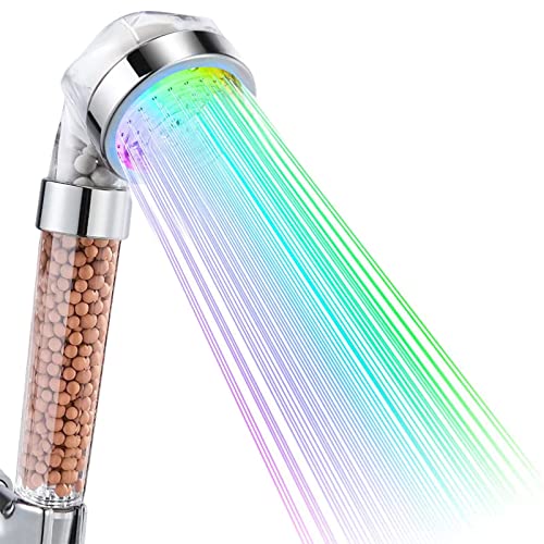 innislink Ducha LED ducha baño ducha 7 colores LED cabezal de ducha de alta presión ahorro de agua pulverizador y doble filtro anti cloro