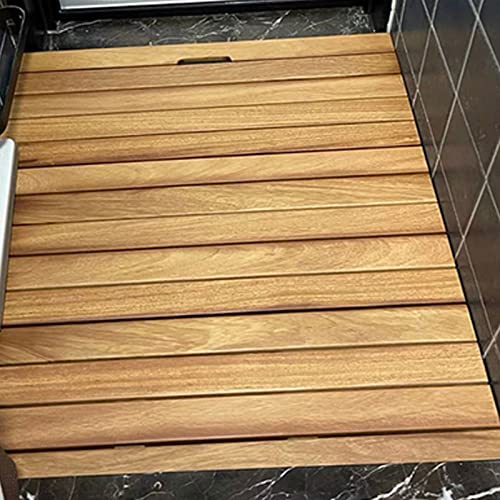 Zhaomi Tarima de Ducha de Madera Maciza,Pedal Suelo Estera,Tarima de Madera de Madera Resistentes y Resistentes,Alfombrilla de Ducha Natural,para Uso Interior o Exterior (80x70cm/31x28in)