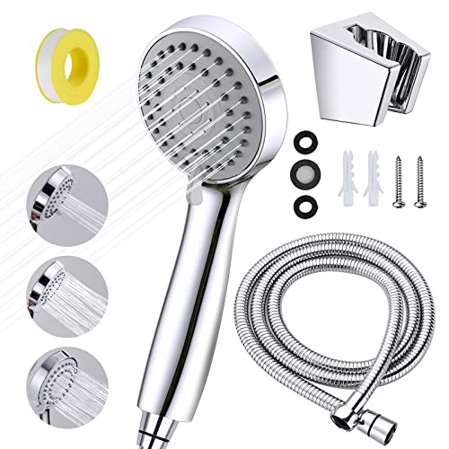 Senbaler Cabezal Ducha Alta Presion,Kit Alcachofa Ducha con Manguera y Soporte,Ducha de Mano con 3 Modos Baño de Ahorro de Agua