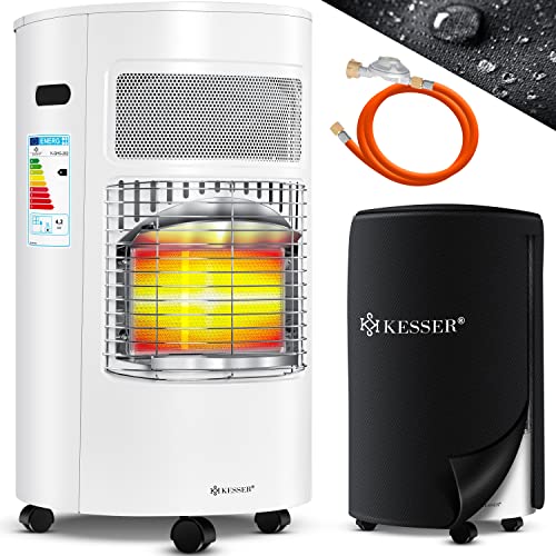 KESSER® Calentador de gas, incluye regulador de presión de gas, manguera de gas + funda protectora – 4200 W de cerámica, calentador de gas, calentador de gas, quemador de cerámica infrarrojo