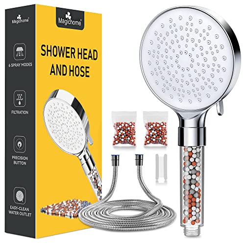 Alcachofa Ducha con Manguera 2M, Magichome Más Nuevo 6 Modos Alcachofa de Ducha, Alcachofa ducha Alta Presión, Cabezal de Ducha con Filtro para Agua Dura
