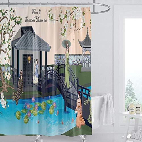 Edificio Gris pequeño río Tinta Pintura patrón hogar baño decoración baño Sucio Cortina de Ducha-El 180x180cm Accesorio de baño Moderno para la Ducha
